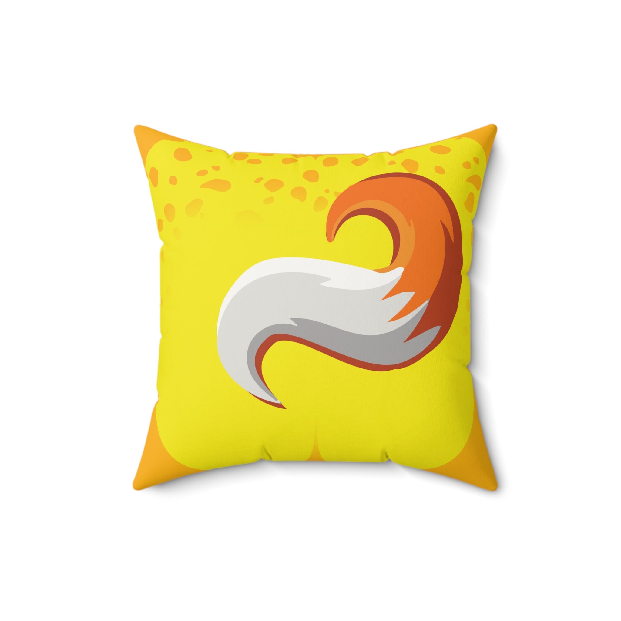 Yellow Monster Themed Faux Suede Square Pillow - Kids Room Decor Playful