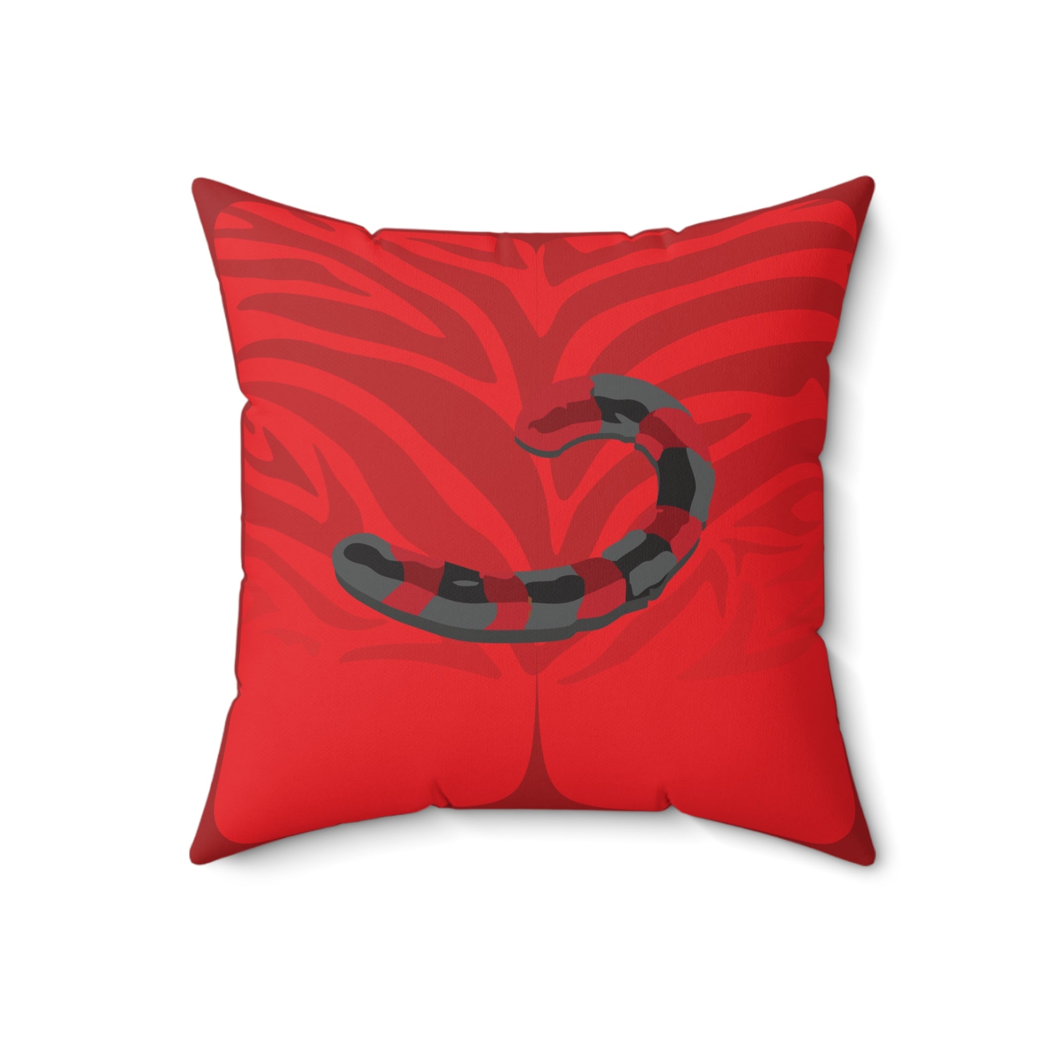 Red Monster Themed Faux Suede Square Pillow - Kids Room Decor Playful