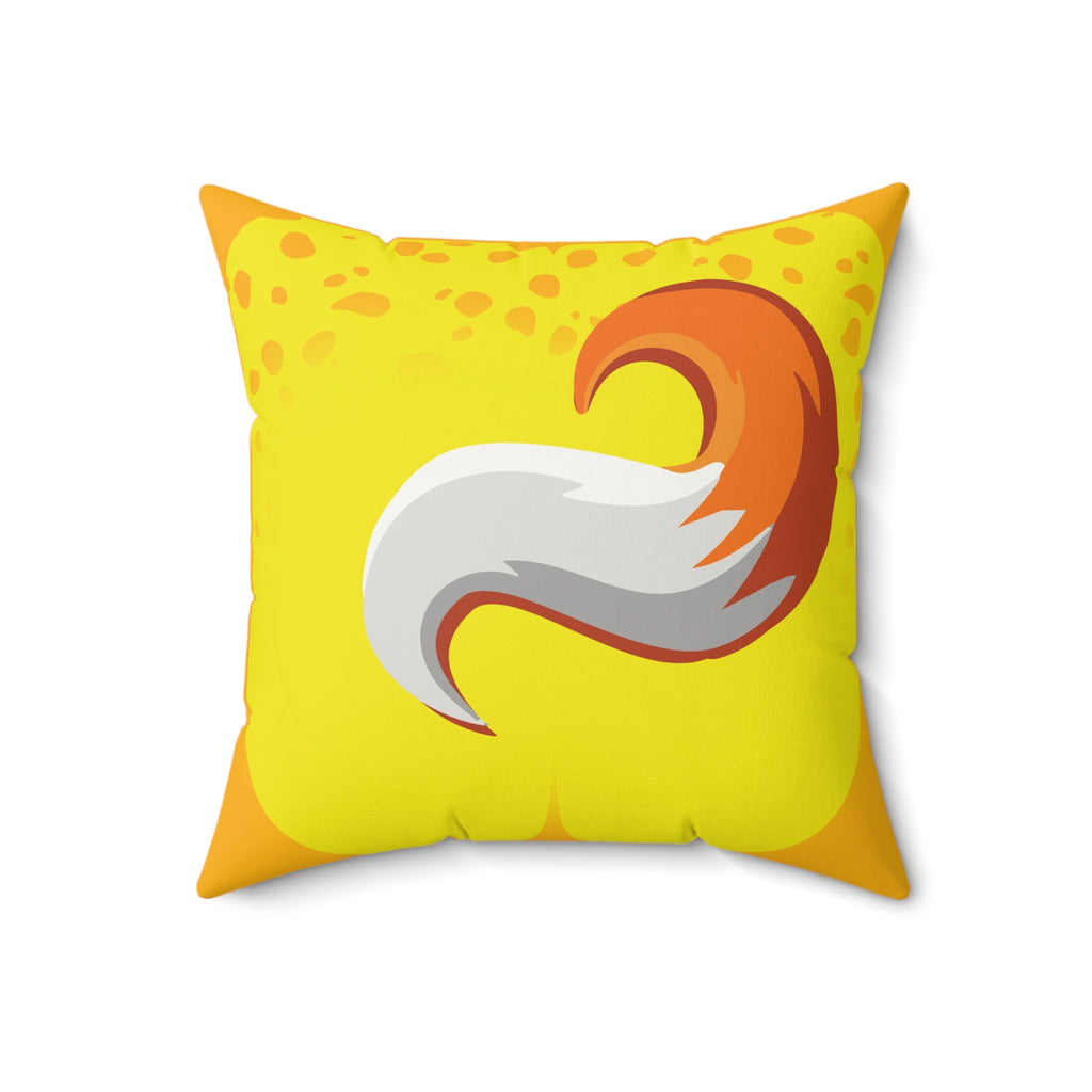 Yellow Monster Themed Faux Suede Square Pillow - Kids Room Decor Playful